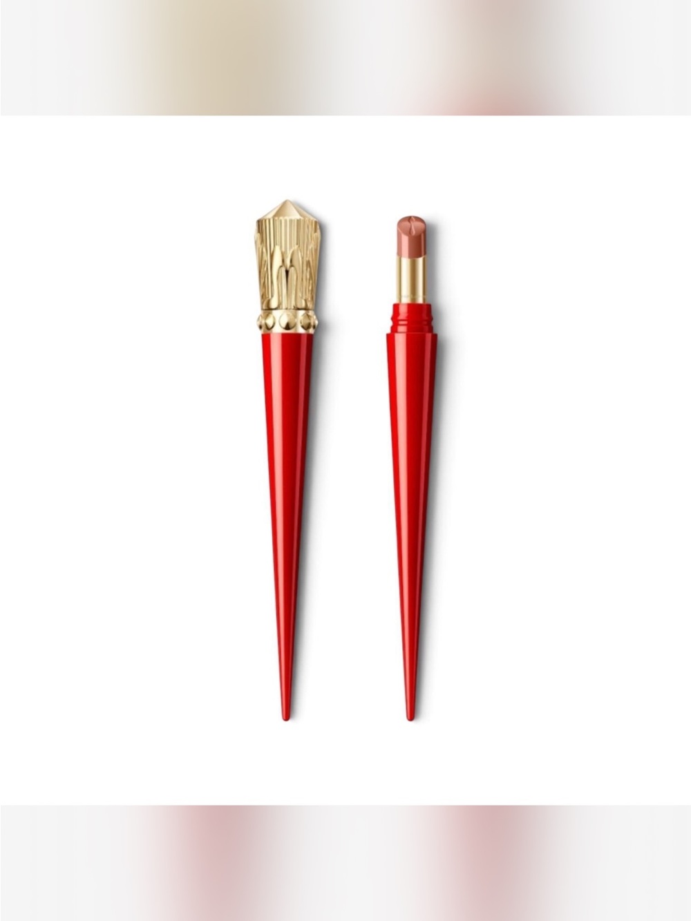 Christian Louboutin Pointed Red Lipstick with Gold Cap — glossy shine Bare color